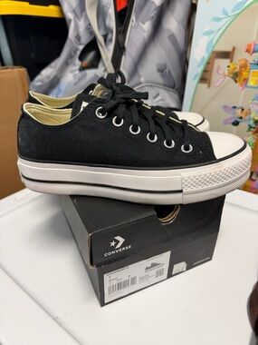 Converse Women's Platform Black Low Top Canvas Sneakers